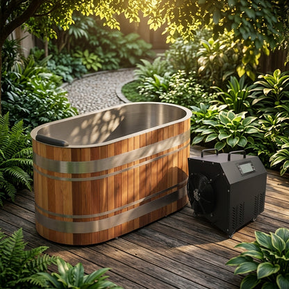 Chateau Celestial U-Shape Red Ergonomic Cold Plunge with Chiller & Cover