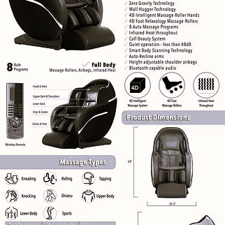 Luxury Helios Massage Chair 8000 Full Body Shiatsu Recliner
