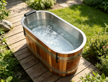 Chateau Celestial U-Shape Red Ergonomic Cold Plunge with Chiller & Cover