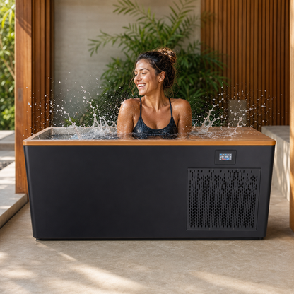 Chateau Celestial Red Cedar Stainless Steel Cold Plunge Tub with 1.5HP Chiller
