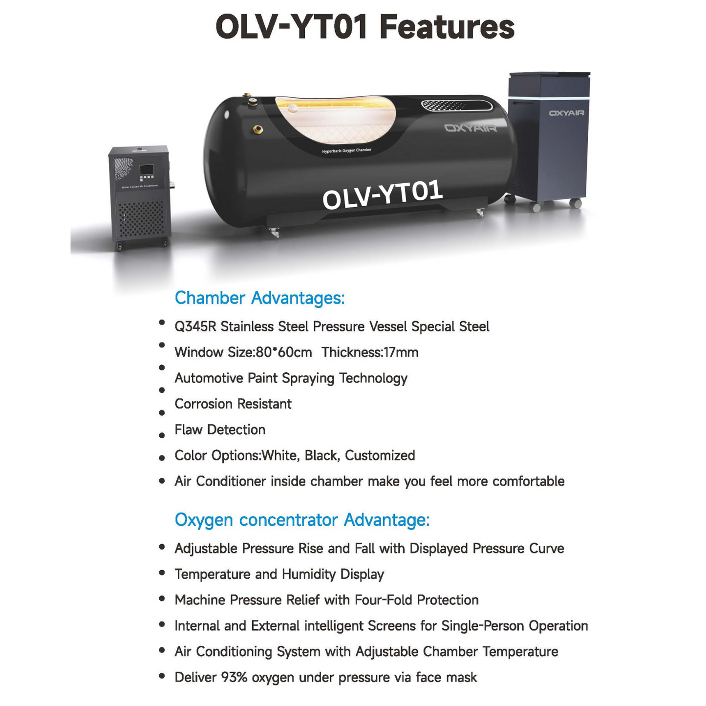 OXYAIR OLV-YT01 Stainless Steel Hyperbaric Chamber for Fast Recovery at Home