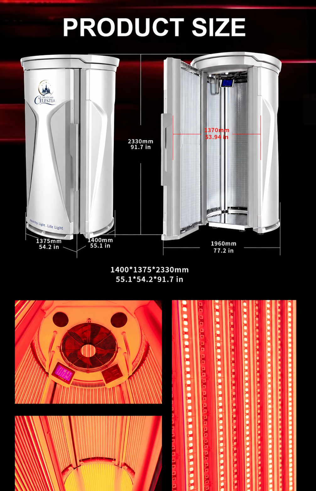 Chateau Celestial M11 Full-Body Red & Near-Infrared Light Therapy Booth for Wellness, and Healthy-Looking Skin by Merican