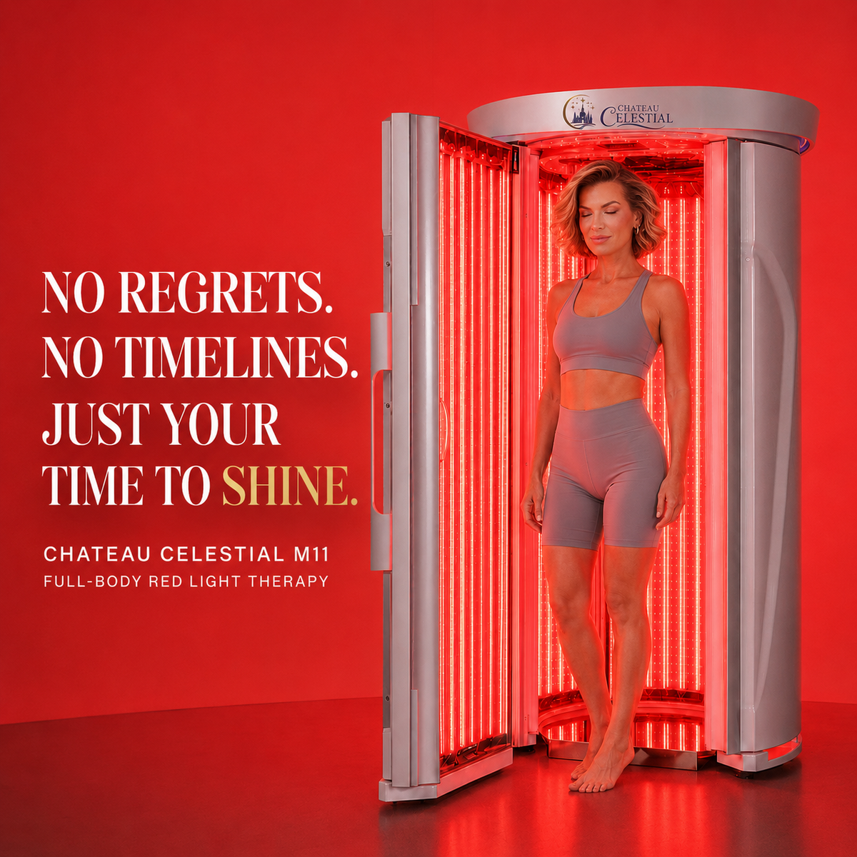 Chateau Celestial M11 Full-Body Red & Near-Infrared Light Therapy Booth for Wellness, and Healthy-Looking Skin by Merican