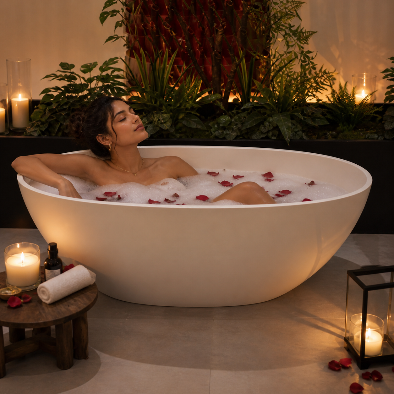 Chateau Celestial™ GD-1004 Luxury Soaking Tub – Matte White Stone Spa Bath