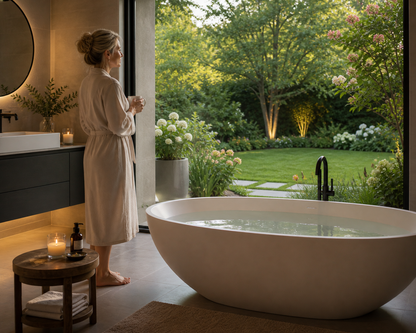 Chateau Celestial™ GD-1004 Luxury Soaking Tub – Matte White Stone Spa Bath