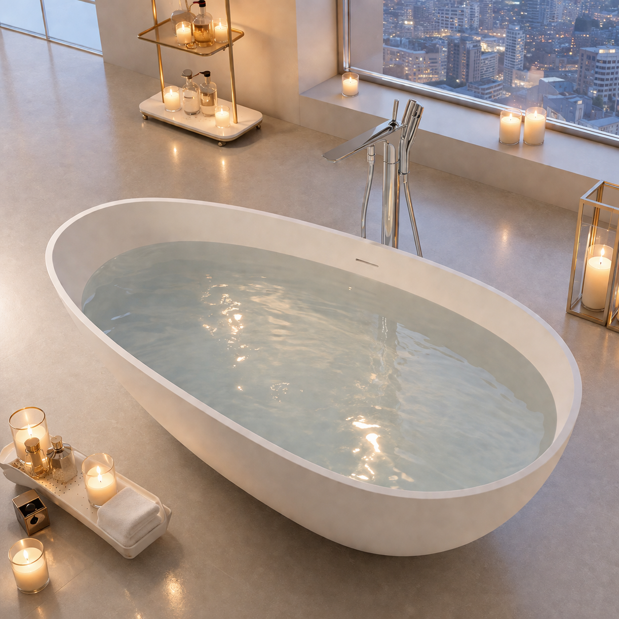 Chateau Celestial™ GD-1005 Stone Soaking Tub – Luxury Deep Bath Experience