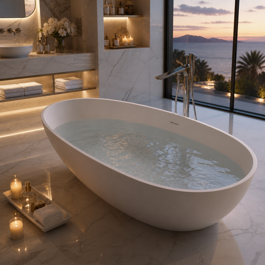 Chateau Celestial™ GD-1005 Stone Soaking Tub – Luxury Deep Bath Experience