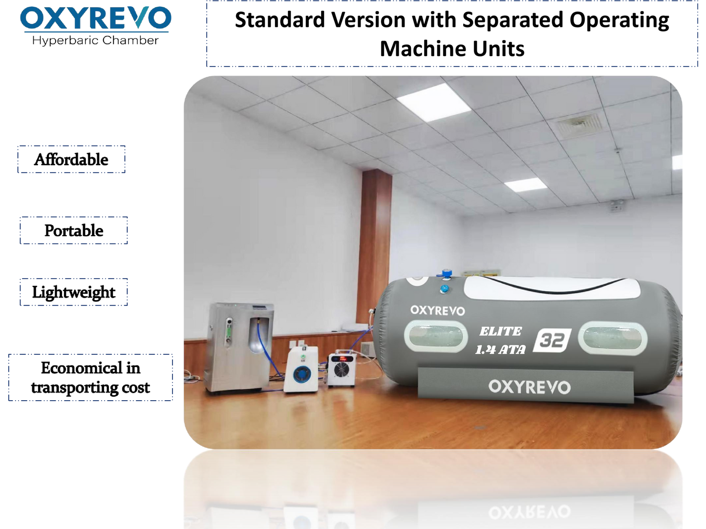 OXYREVO Elite Home Soft Hyperbaric Chamber | Quiet Adjustable 1.4 ATA HBOT