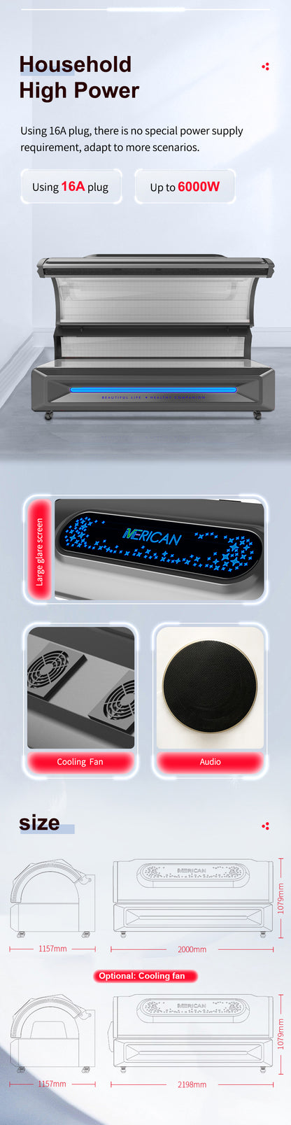 MERICAN M6NPlus Radiance Red Light Therapy Bed, Full-Body Healing & Recovery