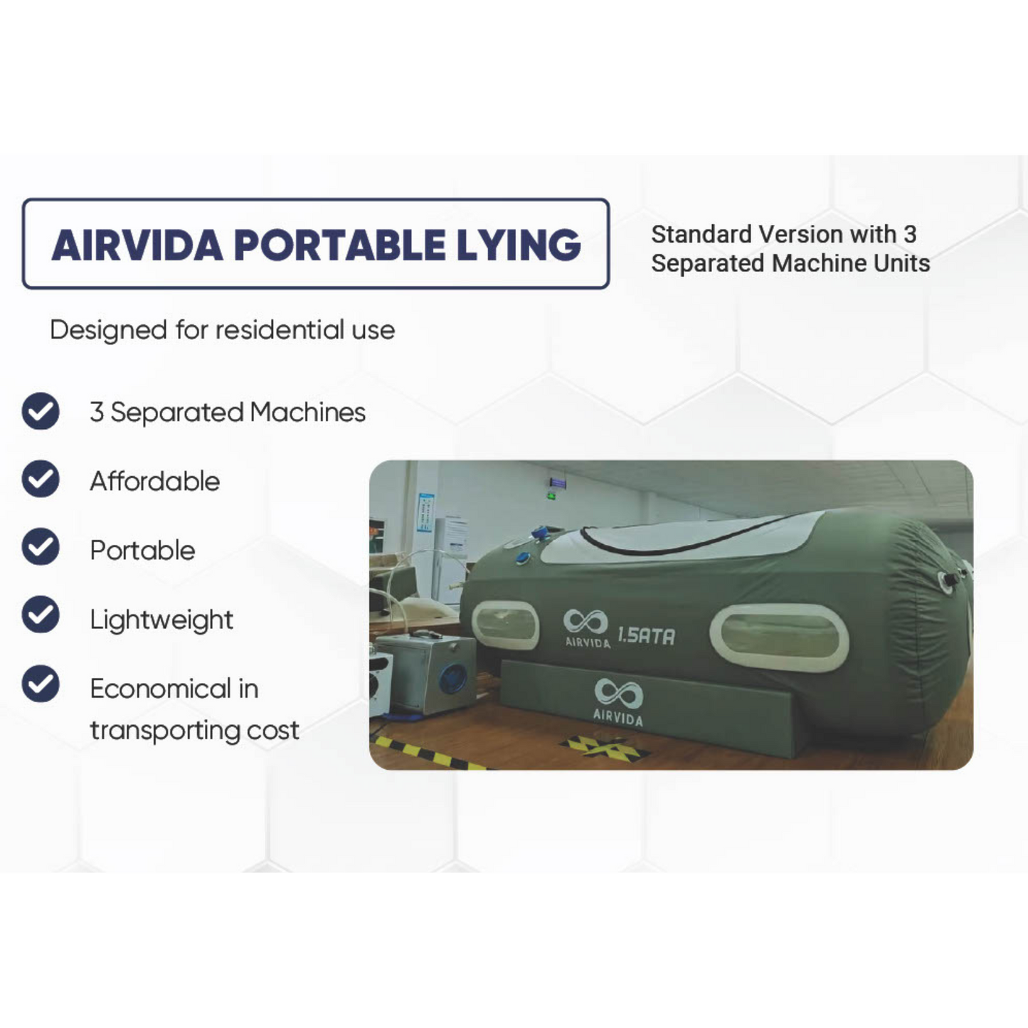 AIRVIDA Portable Hyperbaric Chamber (1.2-1.5) ATA Soft Shell Lying Unit