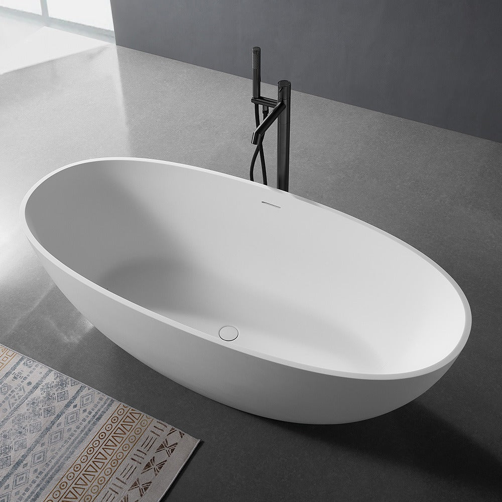 Chateau Celestial™ GD-1004 Luxury Soaking Tub – Matte White Stone Spa Bath