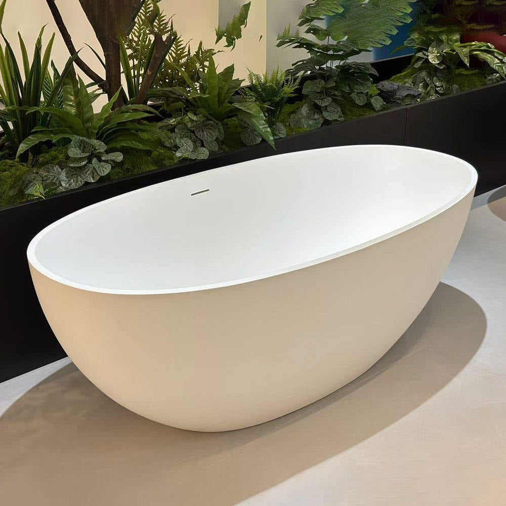 Chateau Celestial™ GD-1004 Luxury Soaking Tub – Matte White Stone Spa Bath