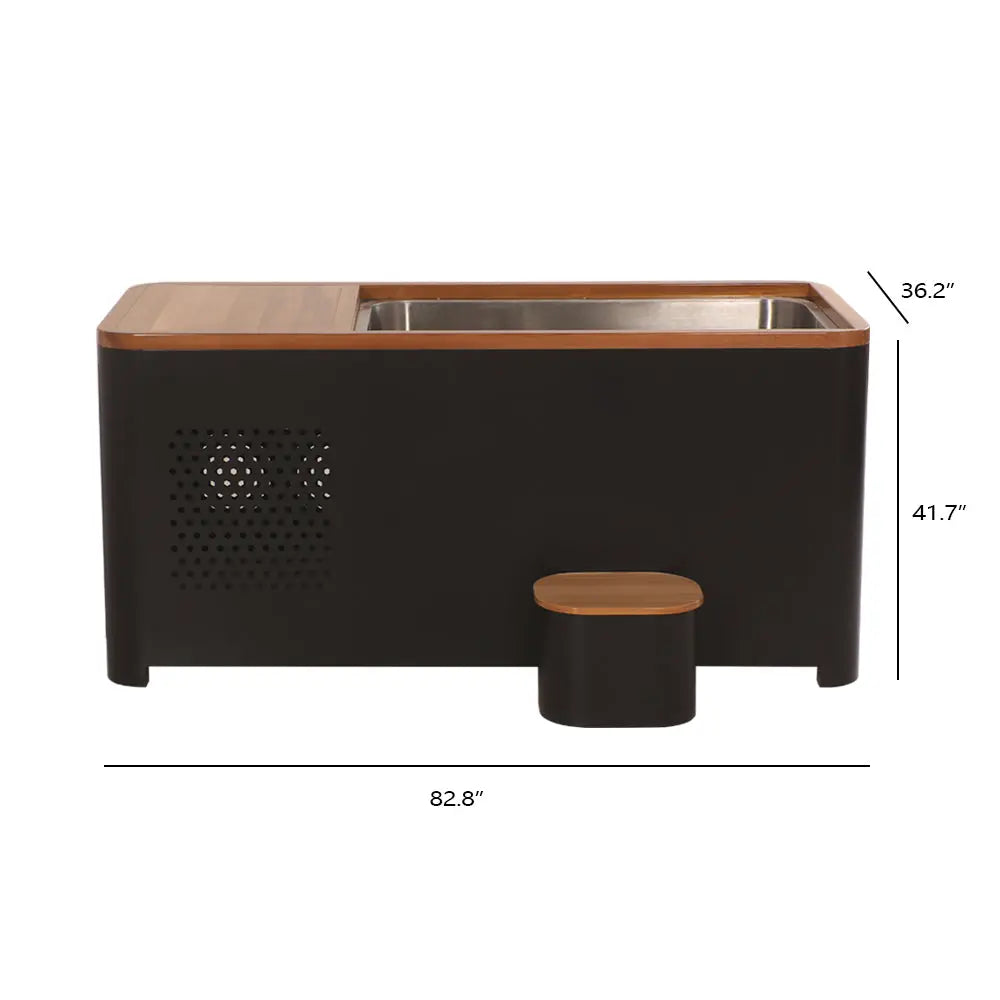 Chateau Celestial Red Cedar Stainless Steel Cold Plunge Tub with 1.5HP Chiller