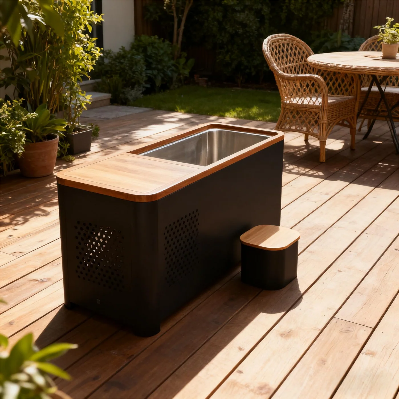 Chateau Celestial Red Cedar Stainless Steel Cold Plunge Tub with 1.5HP Chiller