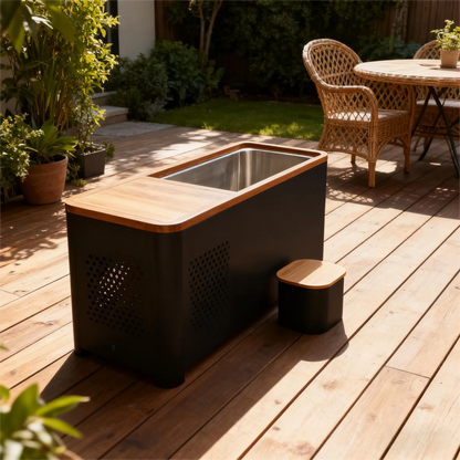 Chateau Celestial Red Cedar Stainless Steel Cold Plunge Tub with 1.5HP Chiller