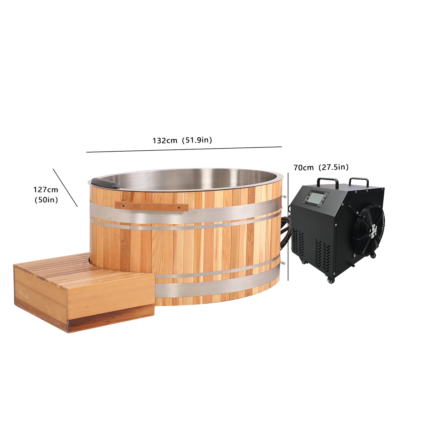 Chateau Celestial Premium Cedar Cold Plunge Tub with 1HP Chiller