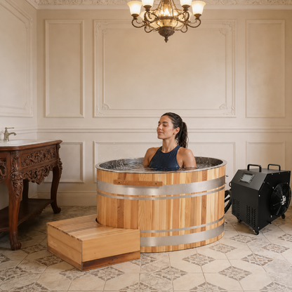 Chateau Celestial Premium Cedar Cold Plunge Tub with 1HP Chiller